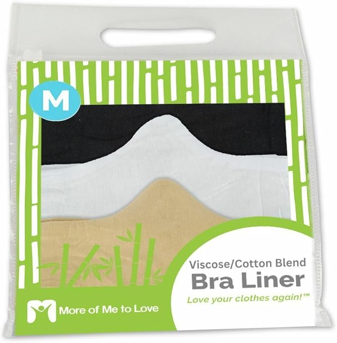 More of Me to Love Feel Fresh Viscose & Cotton Blend Bra Liner (3-Pack, Medium) - Super Soft, Sweat Wicking Black White Beige