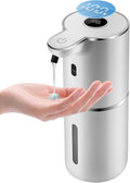 Automatic Liquid Soap Dispenser 12.8oz, Rechargeable & 6 Levels Soap Adjustable with Digital Display, Wall Mount, Waterproof, Touchless Hand/Dish Soap Dispenser for Kitchen, Bathroom, Hotel