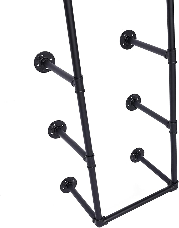 Industrial Pipe Clothing Rack Wall Mount Clothing Rack With Three Storage Shelves Clothing Display Rack Retail Display Clothes Rod Iron Garment Rack Multi-occasion Clothes Display Shelf