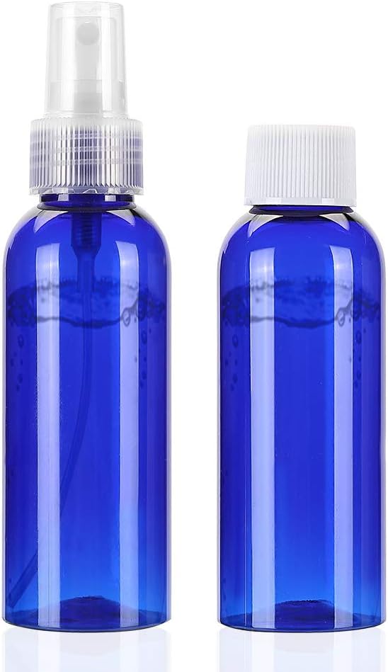 Fine Mist Spray Bottle 3.4oz/100ml Clear Travel Bottles Leak Proof for Makeup Cosmetic Containers (BLUE)