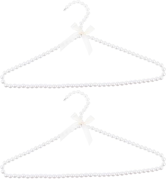 Ciieeo Artificial Pearl Clothes Hangers with Bowknot Decorative Design for Home Closet Organization Multipurpose Hangers for Suits Coats Dresses and Sweaters