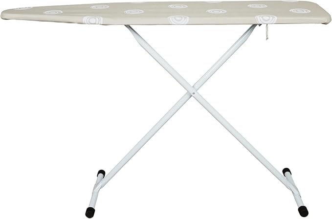 Adjustable Height T-Leg Ironing Board with Cotton Pad Cover - Foldable Home Use