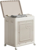 Rolling Laundry Hamper with Lid, Large Capacity Clothes Hampers for Laundry, Plastic Collapsible Laundry Baskets with Wheels and Lid Large Toy Box Chest