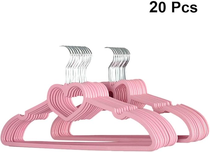 Vosarea 20PCS Plastic Cloth Hangers Heart Hanger for Suit Shirt Coat Everyday Use