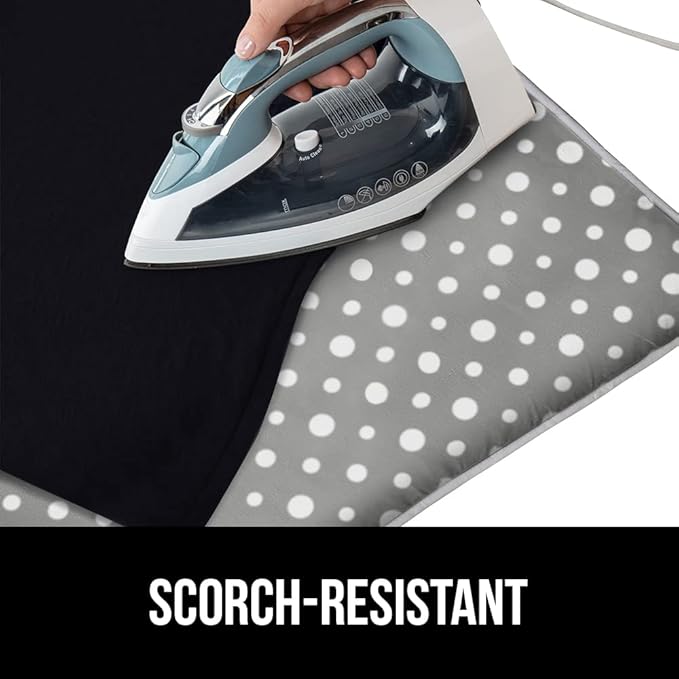 GORILLA GRIP Ironing Mat, Portable Iron Pad, Magnetic Cover for Top of Laundry Washer, Dryer, Tabletop, Countertop Padded Blanket, Silicone Coating and Scorch Resistant, Travel Size 28x24, Polka Dots