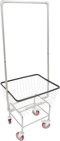 Steel Wire Laundry Cart, 110lbs Heavy Duty Commercial Laundry Basket Cart Laundry Hamper Organizer Laundry Basket with Hanging Rack & Removable for Homes Hotels & Bathrooms (27 x 22 x 67 inch)