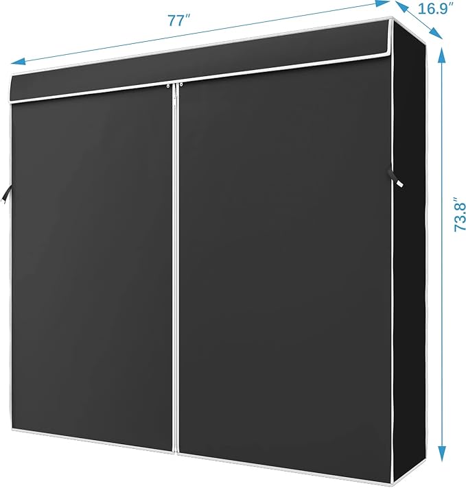VIPEK Cover ONLY for V40/V40S/V40S i1/V40 Pro Garment Rack, Dustproof Oxford Fabric Clothing Rack Cover with Zipper, 77" L X 16.9" W X 73.8" H, Black