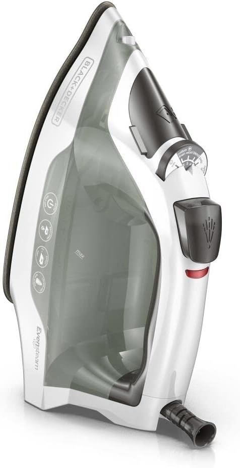 BLACK+DECKER Easy Steam Compact Iron with TrueGlide Nonstick Soleplate, Pivoting Cord, SmartSteam Technology