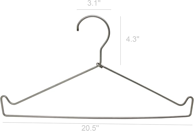 FixtureDisplays® Stainless Steel Strong Metal Wire Hangers Clothes Hangers Everyday Hangers 15653-SNL LISTING