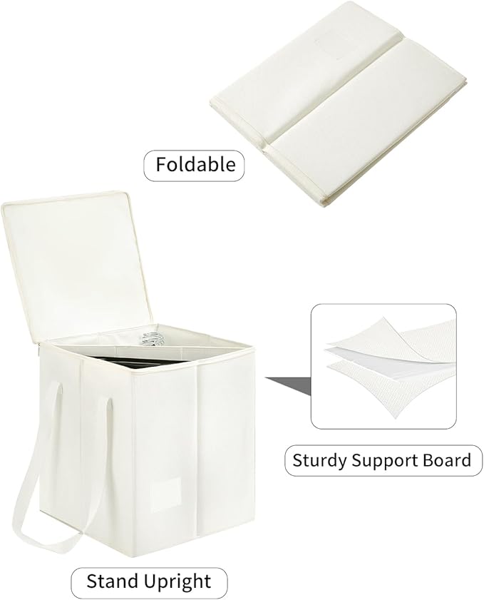 Qozary Clothes Hanger Organizer Bag-Rigid Hanger Storage Holder with Lid for Dustproof, Sturdy Caddy Organizer Box with Handle