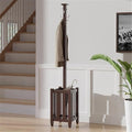 Memphis Coat Tree and Umbrella Rack Wooden Entryway Organizer Multi Hook Freestanding Stand Vertical Hallway Storage Sleek Furniture Utility Tree Natural Finish Modern Wood Accent