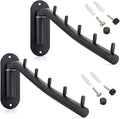 Sumnacon 2 Pcs Stainless Steel Clothes Hanger Rack-Wall Mount Garment Hook with Swing Arm, Sturdy Coat Robe Storage Organizer for Laundry Room Bedrooms Clothing Drying Rack with 5 Hooks, Black
