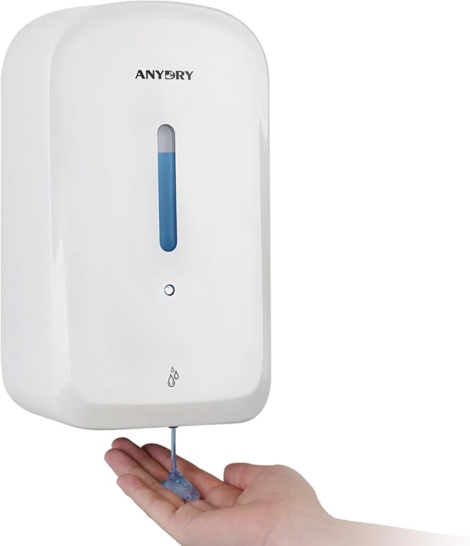 Commercial Automatic Soap Dispenser Large 34oz/1000ml Capacity Wall-Mounted Touchless Liquid Dispenser for High-Traffic Restrooms, Offices, Hospitals Model AD1220S White