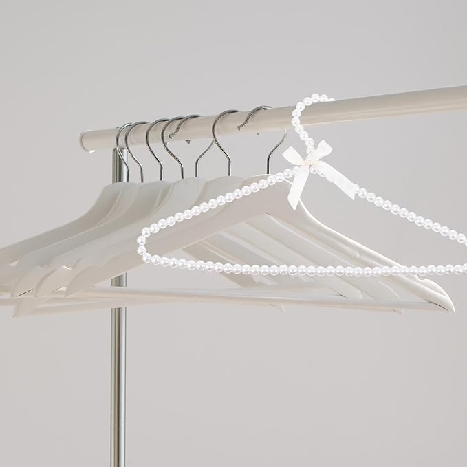 Ciieeo Artificial Pearl Clothes Hangers with Bowknot Decorative Design for Home Closet Organization Multipurpose Hangers for Suits Coats Dresses and Sweaters