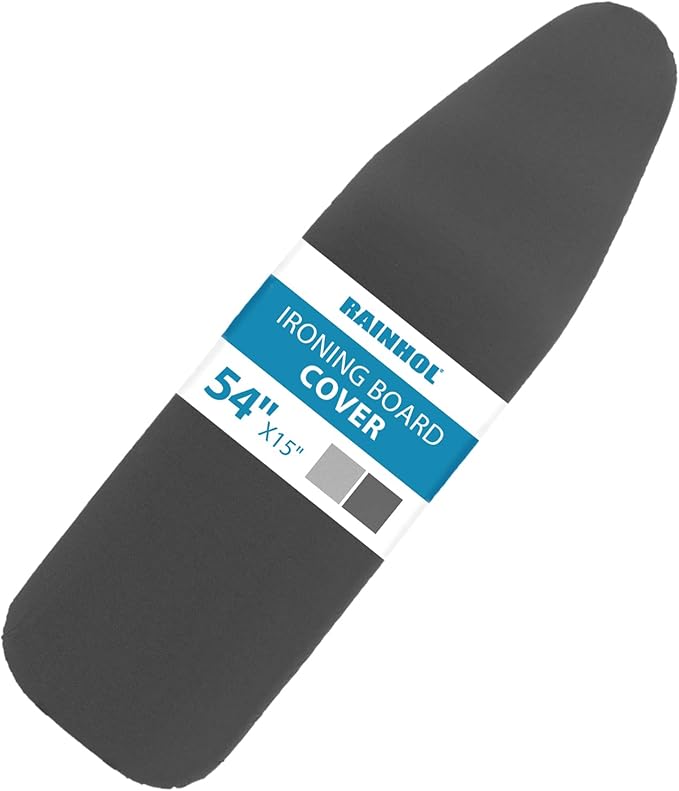 Iron Board Cover with Padding, Extra Thick Heavy Duty Aluminum Coated Ironing Board Cover, Scorch and Stain Resistant, Elastic Edge, Standard Size 15"x54", Black