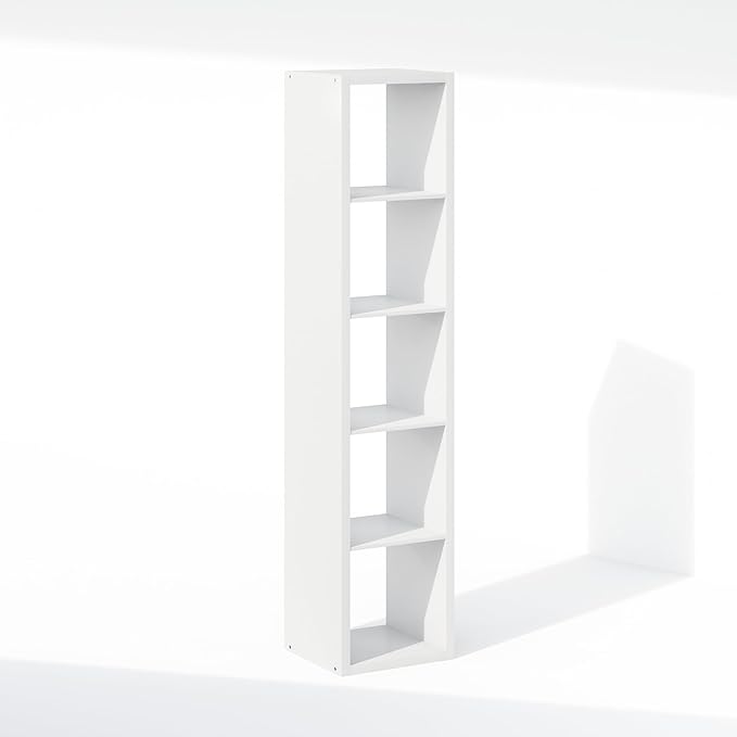Furinno Cubic Closet Organizers and Storage, 5-Cube Closet Organizer, Open Shelf Closet Storage, Extra Thick Frame for Wardrobe, Bedroom, Living Room, White