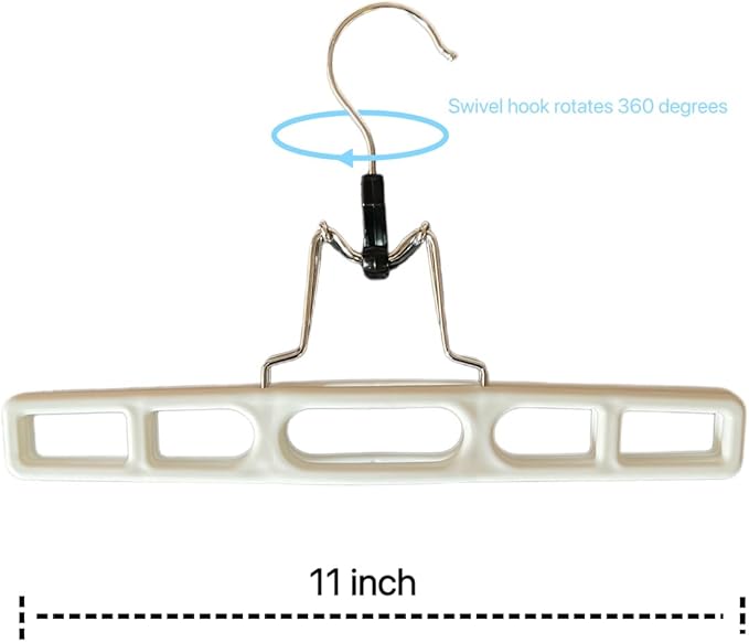 12 Pack White Premium Plastic Skirt Hangers, Space Saving Pant Set With Clamp, Shorts With Locking Clasp, Multipurpose Jean Set (12)