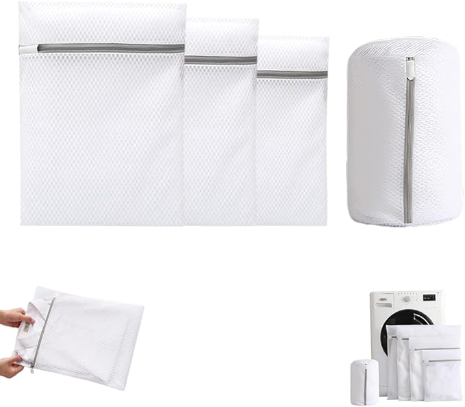 Durable Mesh Laundry Bag, 2025 New Honeycomb Laundry Mesh Wash Bags for Washing Machine, Lingerie Bags for Delicates Garment Bra Pant Sock (S+M+L+Bra bag)