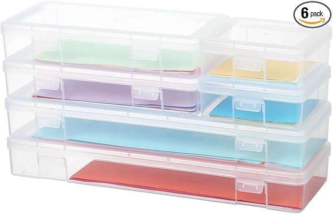 novelinks Plastic Clear Storage Containers for Organizing, Craft Storage Organizers and Stackable Storage Bins with Lids for Pencil Box, Bead, Cookie Cutter, Board Game (2 Small + 2 Medium + 2 Large)