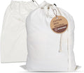 LFH Home Cotton Canvas Large Laundry Bag with Handle, Heavy Duty Drawstring Closure Washable Laundry Bags School Travel, Home, Hotel, College Dorm, Organizer Sack, Cloths 20x30-White