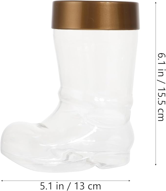 PRETYZOOM 2pcs Christmas Candy Jar, Plastic Boots-Shaped Storage Container with Lid, Empty Holiday Jars for Sweets, Chocolate, Treats, Christmas Party Supplies