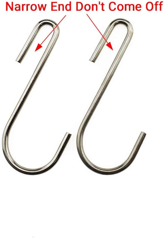 LQJ Pro Large S Hooks Anti-Rust Hang Iron Cast Pots and Pans from Wire Rack Shelf Narrow End Don't Come Off 7 Pack 3.7" Length Solid Metal Hang Tools Kitchenware Belt Handbag in Closet Pantry Garden