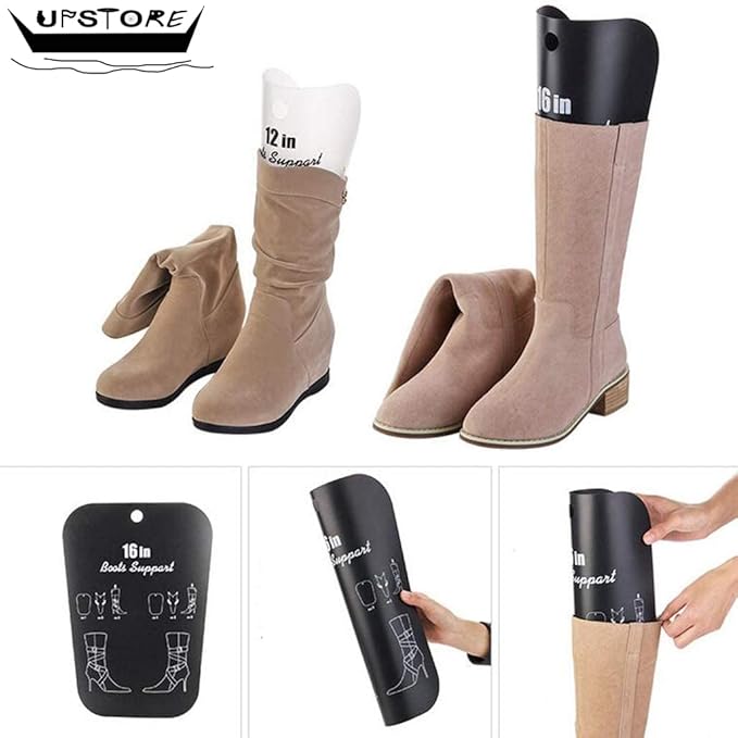 2Pairs Black Plastic Thicken Long Automatic Stand Support Shaper Shoe Trees Tall Short Boot Shaper Inserts Pads Knee High Shoes Thigh Boot Holder Hanger for Women Lady Most Shoes(14inch/36cm)