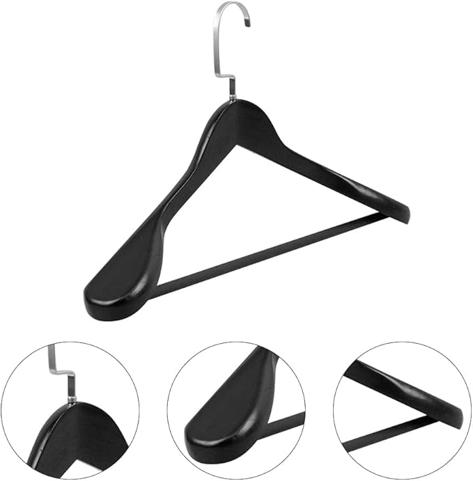 Hemoton Solid Wood Coat Rack Thick Wide Hanger Non-Slip Clothes Drying Rack for Home Bedroom Closet Storage