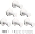 Bath Towel Hooks, 6 Pack Round Coat Hooks, Sturdy Wall Mounted Robe Hook, SUS 304 Stainless Steel Heavy Duty Clothes Hanger, Wall Towel Hooks for Bathroom Bedroom Kitchen (2 in, White)