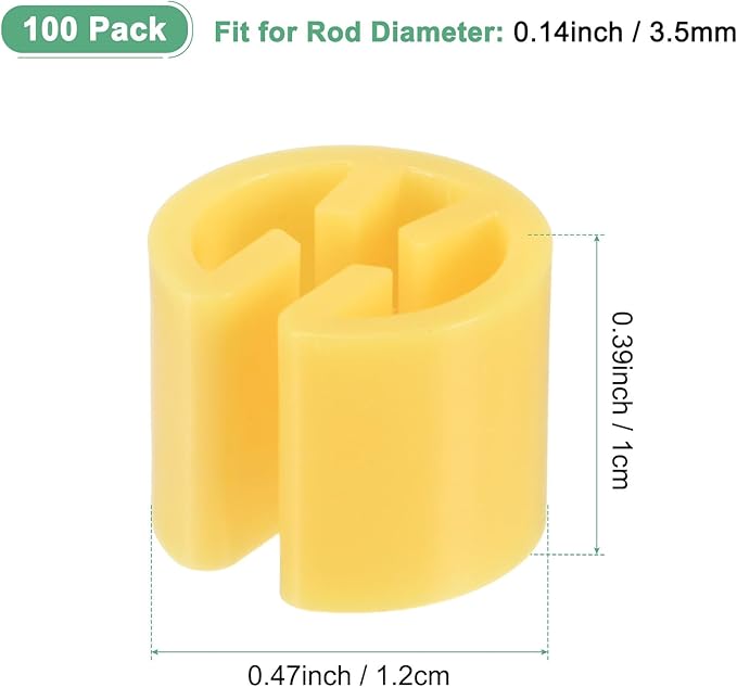100-Pack Clothes Hanger Markers Blank, Plastic Garment Color Coded Size Clips Fit 3.5mm Rod for Clothing/Wire Hangers, Colored Coding Marker [Yellow]