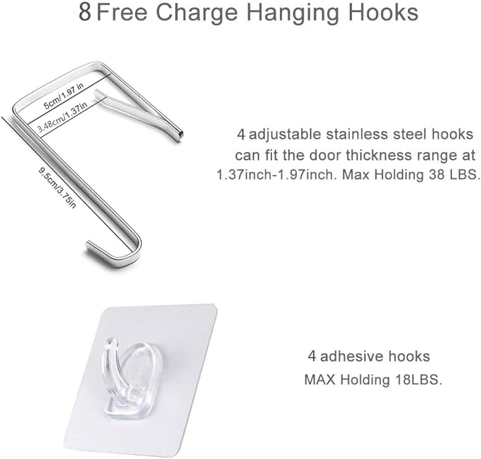 XL Hanging Hamper, Over The Door Hamper with Free Hanging Hooks, Space Saving Over Door Laundry Bag and Laundry Basket for Storage, 2 Pack, (36x22Inch Pop Heather Grey)
