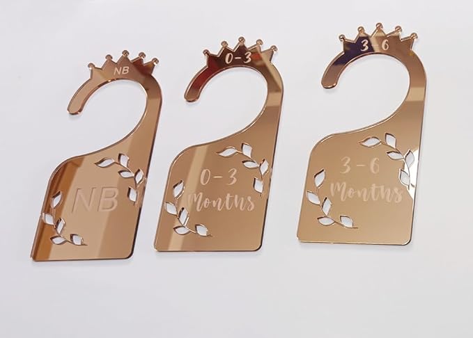 Baby Closet Dividers,Set of 7 Acrylic Mirror Baby Clothes Organizers for Wardrobe Closet Home Nursery from Newborn to 24 Months (Rose Gold Mirror, Model 1)