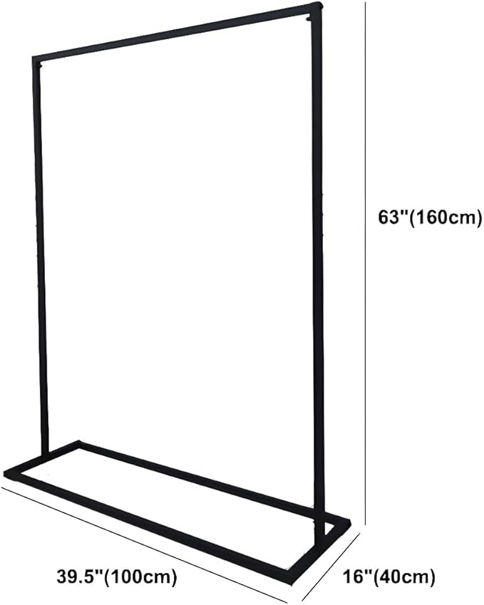 LITFAD Contemporary Metal Hall Tree Hang Garment Lever Hall Stand Free Standing Clothes Hanger Clothing Store Coat Rack in Black - 39.4" L x 16" W x 63" H Single Clothing Rod