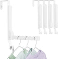 4 Pack Over The Door Hanger Folding Clothes Drying Rack, Folding Hanging Coat Rack for Indoor Laundry Room Compact Small Space Foldable Portable Clothing Hanger Hook Collapsible (Wihte-4(Upgraded))