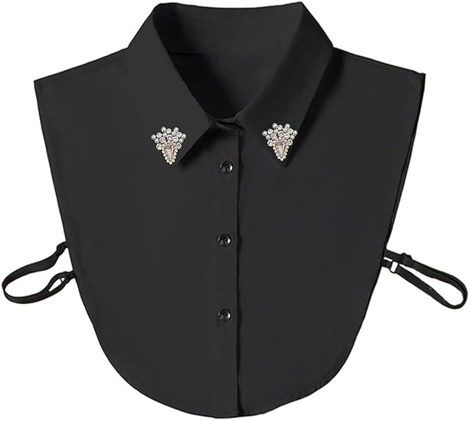 Handcrafted Faux Diamond and Pearl Fake Collar Shirts Versatile Dickey Collar Half Shirt Collar for Women