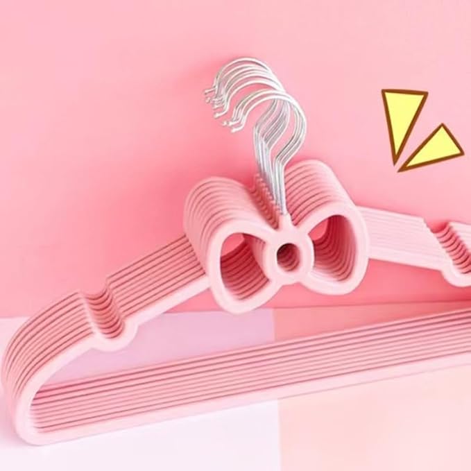 Velvet Hangers 20 Pack, 16" Non Slip Adult Hangers, 360 Degree Swivel-Hook, Ultra Slim Clothes Felt Hanger Space Saving, Durable & Cute for Coats, Jacket, Shirts, Dress (Plastics, Bow)