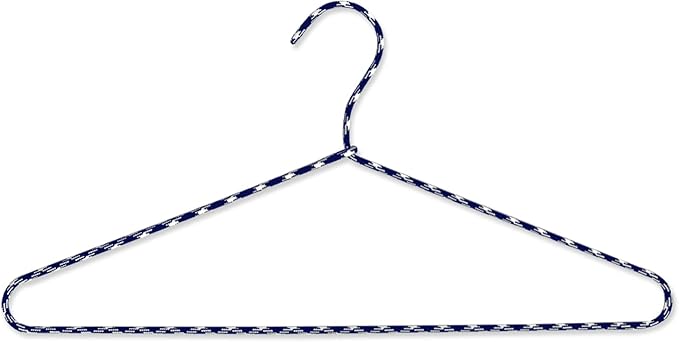 Clothes Hangers 10 Pack Stylish Fabric Wrapped Metal, Space Saving Coat, Velvet, Pant Hangers for Closet Organization, Durable Non-Slip, Navy/White Wardrobe Essentials Bulk Storage
