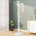 Wooden Tree Coat Rack Stand, 10 Hooks, 3 Adjustable Sizes Free Standing Coat Rack, Hallway/Entryway Coat Hanger Stand for Clothes, Suits, Accessories, Easy Assembly (Color : /White, Size : B)