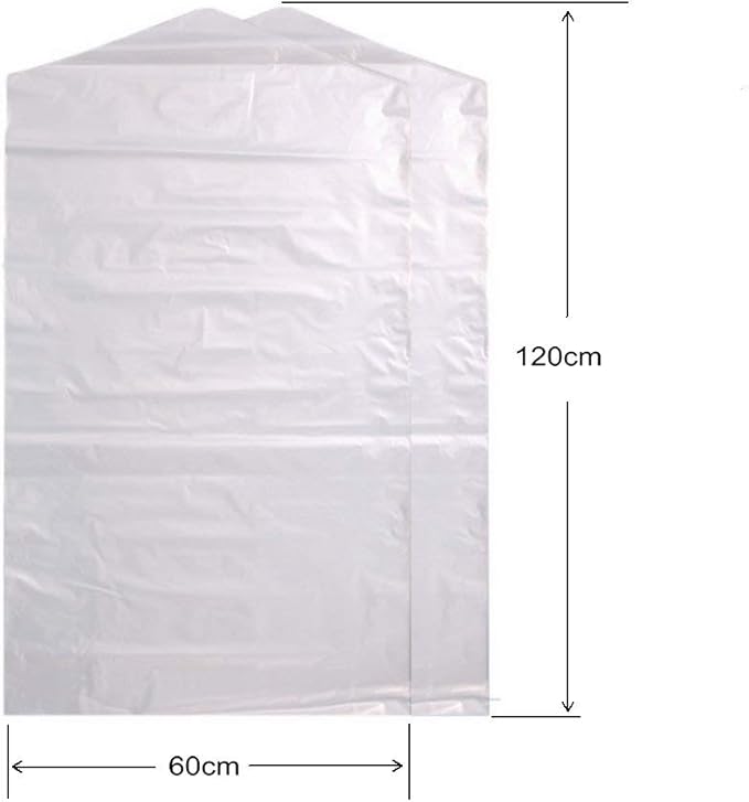Fangkun Pack of 50 Transparent Garment Covers - 23.6 x 47.2 inches, Plastic, Flap Closure, Ideal for Home Storage, Dry Cleaners, Offices