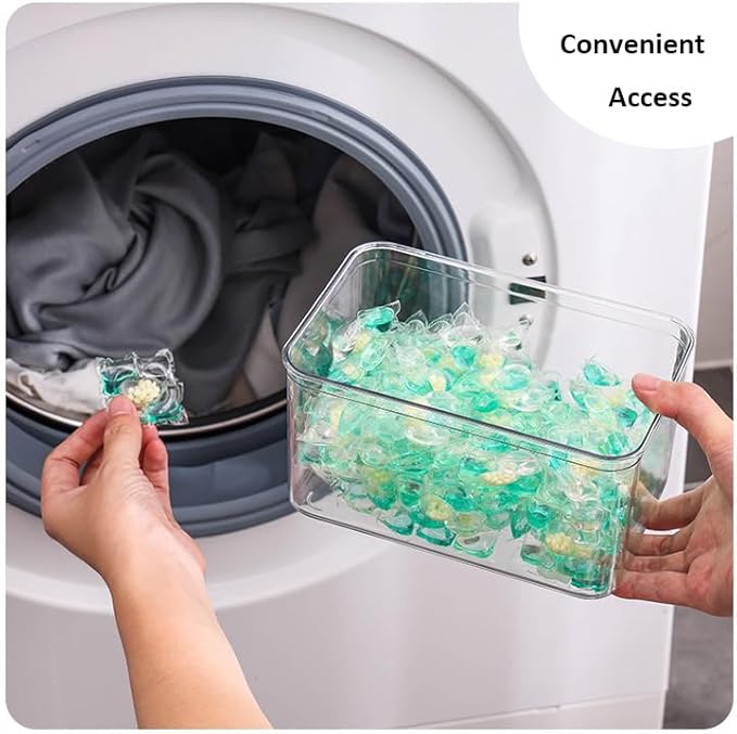 4 Pack Large Laundry Pods Container Laundry Room Organization Containers Storage Dryer Sheet Holder with Lids and Labels for Laundry Pods Laund (Brown)