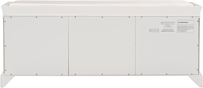 Knocbel 42.5" Entry Storage Bench with Removable Cushion, 2 Drawers and 2 Cabinets, Entryway Hallway Foyer Shoe Bench End of Bed Bench with Aluminum Handles, 200lbs Weight Capacity (White)