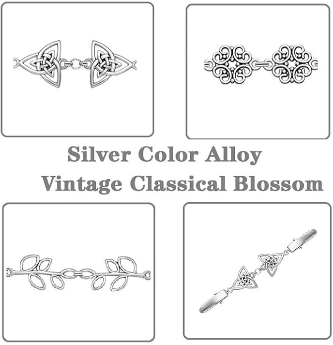 Vintage Sweater Clips Shawl Dresses Shirt Clips Retro Cardigan Collar Chain Clips Brooch Pins for Women