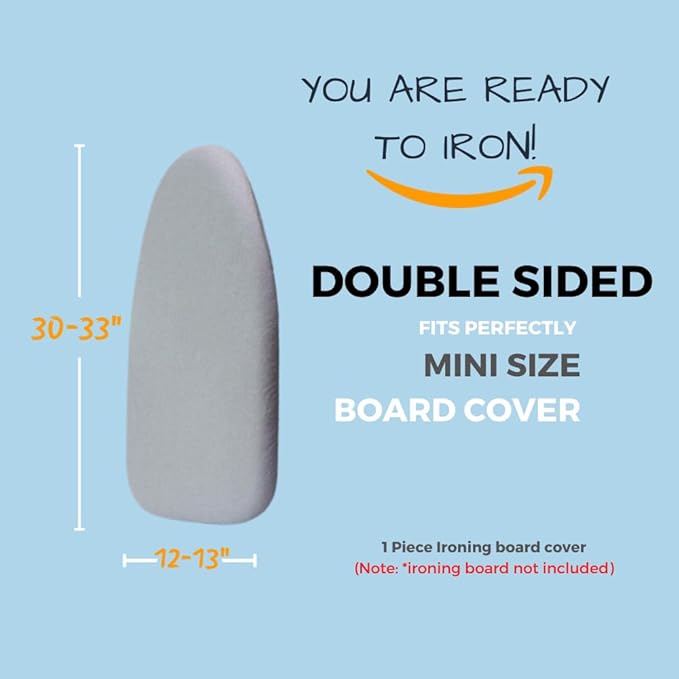 SAVUK 12 X 30 inch Smart Table Top Ironing Board Cover and Pad with Standard Size Dual Side X2, Fits Small, Mini Board, Extra Thick Padding, Elastic Cord, Heat Resistance (Double Grey)