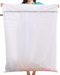 Kimmama Laundry Mesh Wash Bags, Lingerie Bags for Washing Delicates, Mesh Laundry Bags for Washing Machine, White Net, Grey Zipper, Super Large