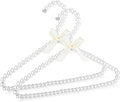 Threan White 2 Pcs Pearl Beaded Clothes Hanger Mini Pearl Beads Small Metal Clothes Hangers with Ribbon Standard for Kids Baby Children Pet Dog