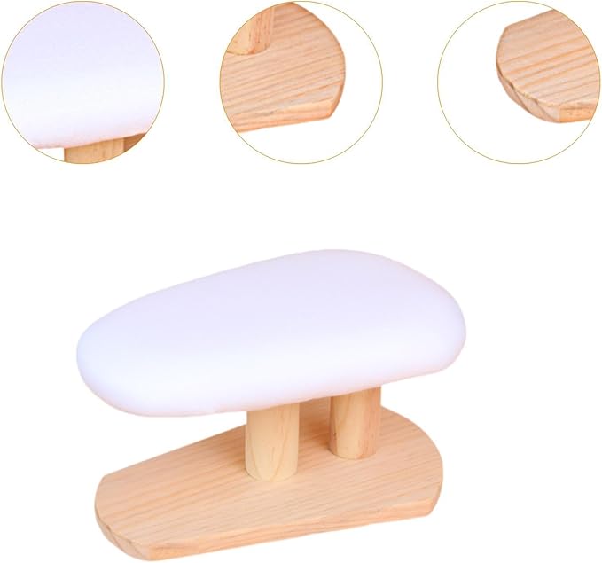 Mini Ironing Board with Wood Base Replacement Cover Ironing Stool Iron Board for Craft Rooms Household Collars Garments Cuffs, White 29cmx18cmx15cm