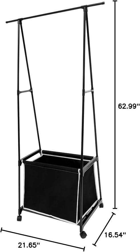 Portable Garment Rack Baskets Metal Coat Hanger Stand Sturdy Clothes Stand for Bedroom