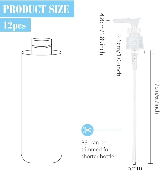BENECREAT 12 Packs Plastic Replacement Pumps, 24-410 Thread/Neck Locking Clear Dispenser Replacement Pump Lotion Pumps for Soap, Lotion, Shampoo, Kitchen and Bathroom