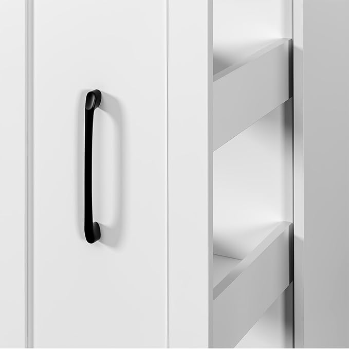 JOYSOURCE Tall Narrow Pull-Out Storage Shelf with Wheels 6-Tier Slim Rolling Storage Next to Fridge Spice Rack Shelves for Small Spaces, Kitchen, Laundry Room, White