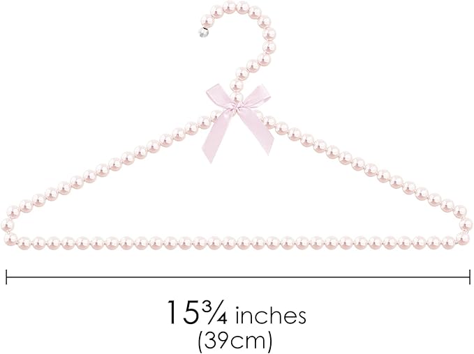 Linkidea 5 Packs Faux Pearl Beaded Clothes Hangers, Elegant Clothes Dress Wedding Shop Pants Hanger, Closet Coat Storage Organizer Standard Hangers (Pink)